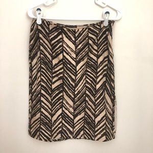 Kenneth Cole | Neutral Chevron Striped Silk Skirt